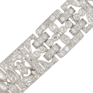 Art Deco Platinum Old European-cut Diamond Openwork Link Bracelet
