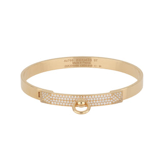 Hermès 18K Rose Gold Diamond Bangle