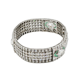 Platinum Emerald Line Bracelet with Diamonds