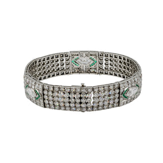 Platinum Emerald Line Bracelet with Diamonds