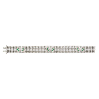 Platinum Emerald Line Bracelet with Diamonds