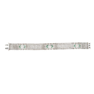 Platinum Emerald Line Bracelet with Diamonds