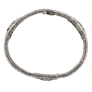 Platinum Emerald Line Bracelet with Diamonds