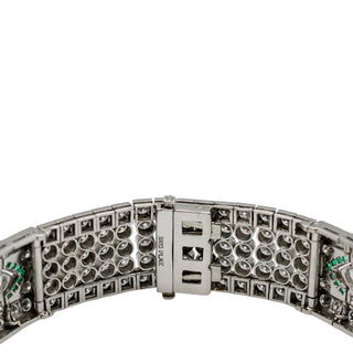 Platinum Emerald Line Bracelet with Diamonds