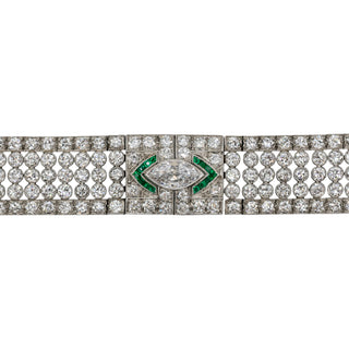 Platinum Emerald Line Bracelet with Diamonds