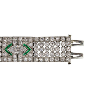 Platinum Emerald Line Bracelet with Diamonds