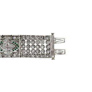 Platinum Emerald Line Bracelet with Diamonds
