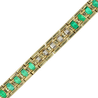 Vintage Tiffany & Co. 18K Gold Diamond & Emerald Line Bracelet