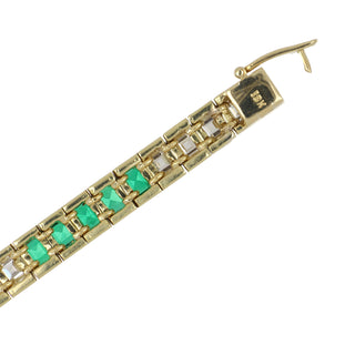 Vintage Tiffany & Co. 18K Gold Diamond & Emerald Line Bracelet