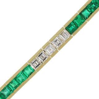 Vintage Tiffany & Co. Square-Cut Diamond & Emerald Line Bracelet