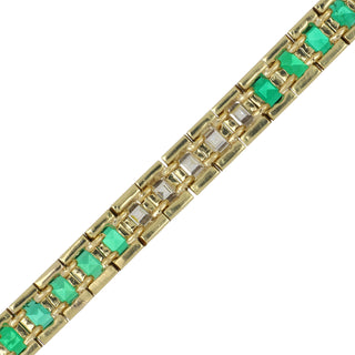 Vintage Tiffany & Co. Square-Cut Diamond & Emerald Line Bracelet