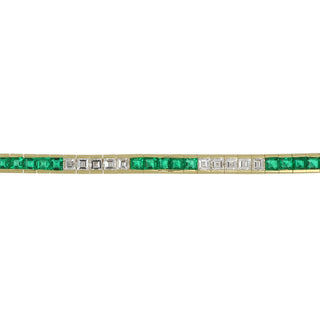 Vintage Tiffany & Co. Square-Cut Diamond & Emerald Line Bracelet