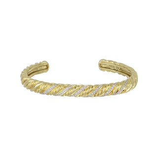 Estate David Yurman 18K Gold Diamond Cable Bangle