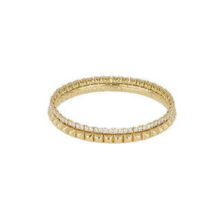 Antonio Papini 18K Gold Diamond Pyramid Stretch Bracelet