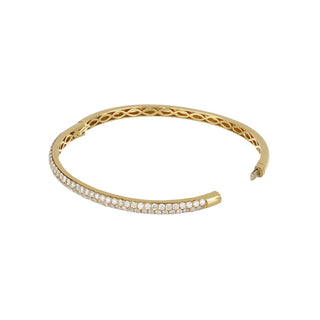 Tenenbaum 18K Gold 2.30ct Pave Diamond Hinged Bangle