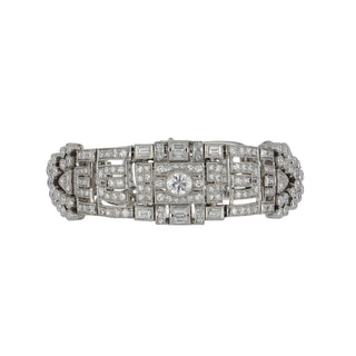 Art Deco Platinum Openwork Diamond Link Bracelet