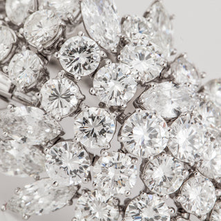 Mid-Century Platinum Mixed-Cut Diamond Cluster Bracelet