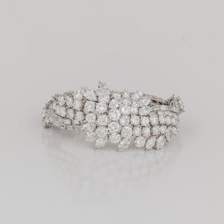 Mid-Century Platinum Mixed-Cut Diamond Cluster Bracelet