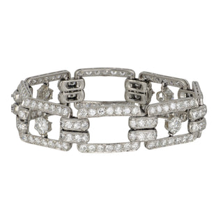 Art Deco Platinum Diamond Plaque Bracelet