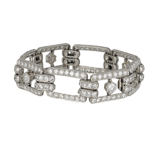 Art Deco Platinum Diamond Plaque Bracelet