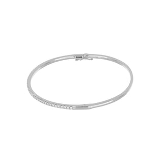 Tenenbaum 18K White Gold Half-Way Diamond Bangle Bracelet
