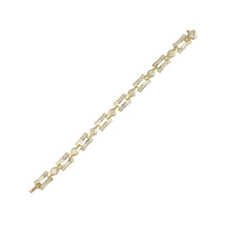 Estate 14K Gold Princess-Cut Diamond Link Bracelet