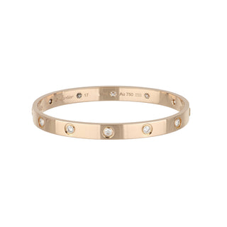 Estate Cartier 18K Rose Gold 10 Diamond Love Bracelet