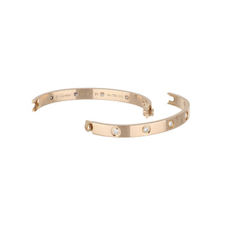 Estate Cartier 18K Rose Gold 10 Diamond Love Bracelet