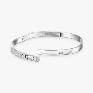 Messika Move Noa 18K White Gold Pavé Diamond Bangle Bracelet
