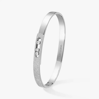Messika Move Noa 18K White Gold Pavé Diamond Bangle Bracelet