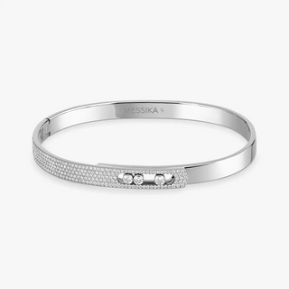Messika Move Noa 18K White Gold Pavé Diamond Bangle Bracelet