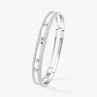Messika Move Romane 18K White Gold Pavé Diamond Bangle Bracelet