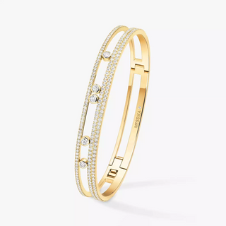 Messika Move Romane 18K Gold Pavé Diamond Bangle Bracelet