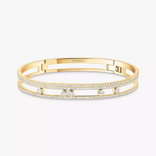 Messika Move Romane 18K Gold Pavé Diamond Bangle Bracelet