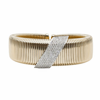 Antonio Papini 18K Gold Tubogas Cuff Bracelet with Diamonds