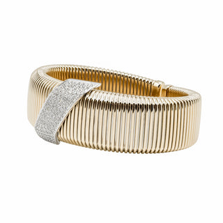 Antonio Papini 18K Gold Tubogas Cuff Bracelet with Diamonds