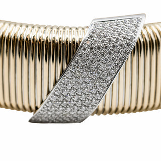 Antonio Papini 18K Gold Tubogas Cuff Bracelet with Diamonds
