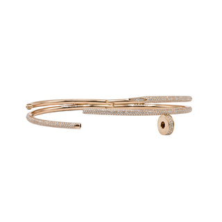 Estate Cartier 18K Rose Gold Double Juste Un Clou Half-Paved Bracelet
