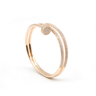 Estate Cartier 18K Rose Gold Double Juste Un Clou Half-Paved Bracelet