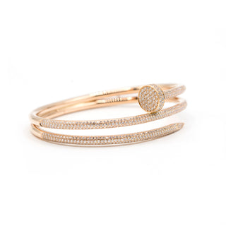 Estate Cartier 18K Rose Gold Double Juste Un Clou Half-Paved Bracelet