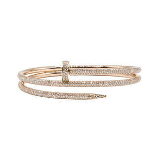 Estate Cartier 18K Rose Gold Double Juste Un Clou Half-Paved Bracelet