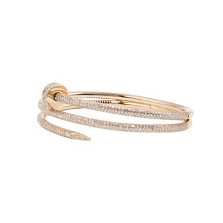 Estate Cartier 18K Rose Gold Double Juste Un Clou Half-Paved Bracelet