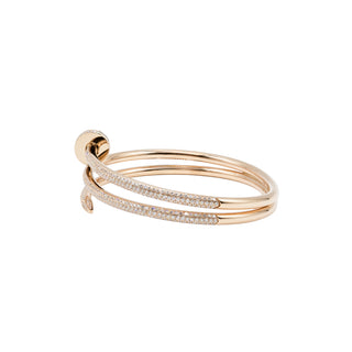 Estate Cartier 18K Rose Gold Double Juste Un Clou Half-Paved Bracelet