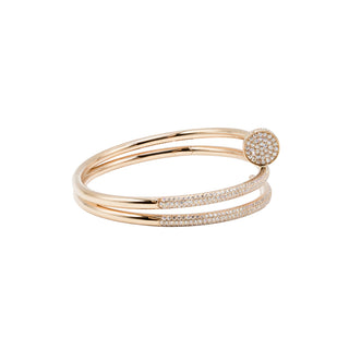 Estate Cartier 18K Rose Gold Double Juste Un Clou Half-Paved Bracelet