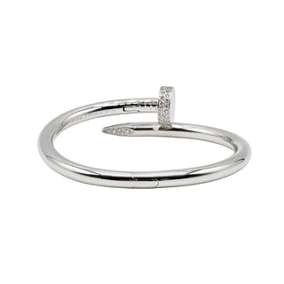 Estate Cartier 18K White Gold Large Juste Un Clou Diamond Bracelet