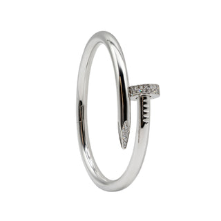 Estate Cartier 18K White Gold Large Juste Un Clou Diamond Bracelet