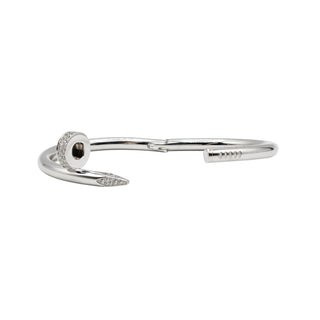 Estate Cartier 18K White Gold Large Juste Un Clou Diamond Bracelet