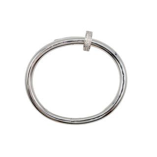 Estate Cartier 18K White Gold Large Juste Un Clou Diamond Bracelet