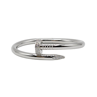 Estate Cartier 18K White Gold Large Juste Un Clou Diamond Bracelet