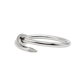 Estate Cartier 18K White Gold Large Juste Un Clou Diamond Bracelet